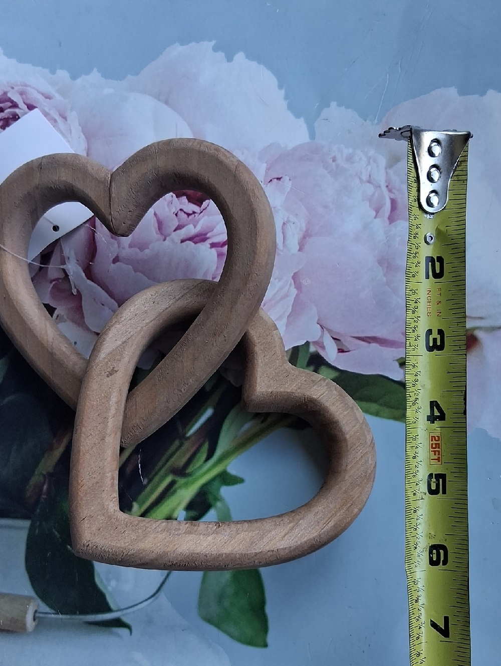 Wooden Interlocking Heart Ornaments - Natural Brown - Picture 3 of 3